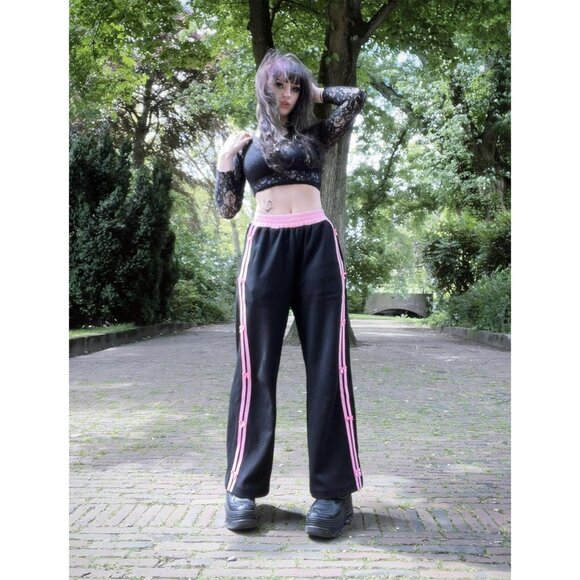 Aelfric Eden Women's High Sweatpants Bow Stripe Wide Leg Pants Baggy - Picture 2 of 5